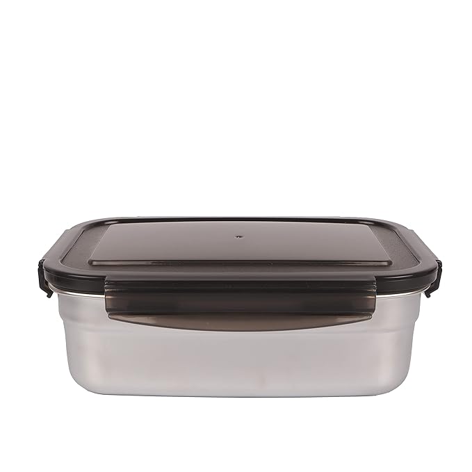 Lunch Box High Steel Rectangle Heavy Duty Airtight Leakproof Unbreakable Storage Container With Lock Lid - Design 3