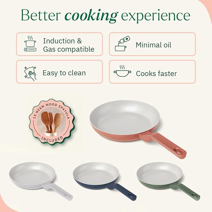 Ceramic Non-stick Egg Pan 20 cm, Matching Handle,, Terracotta