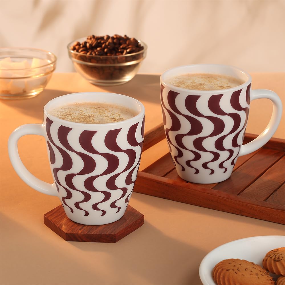 Waves Brown 390 ml Mug, Set of 2