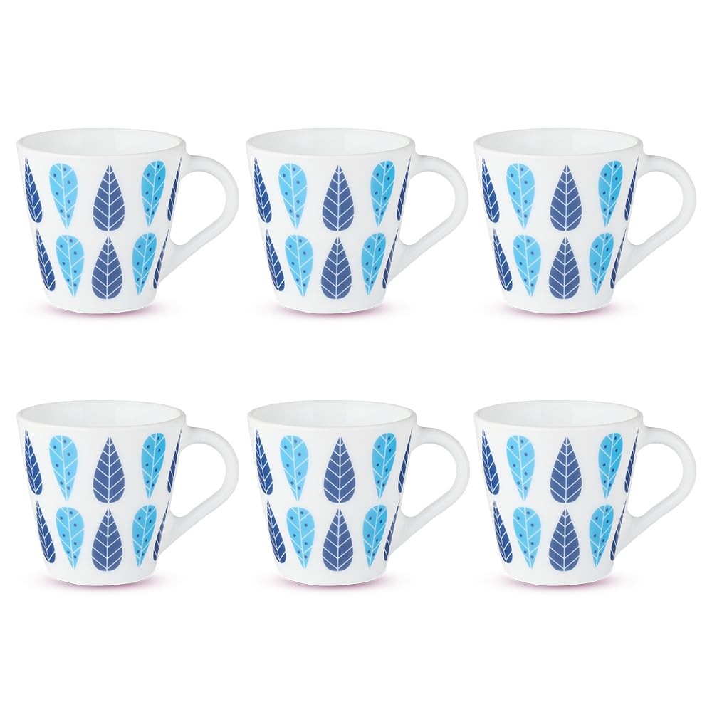 Fable Opalware Mug, Set of 6 Tea/coffee Mugs, 160 ml Each