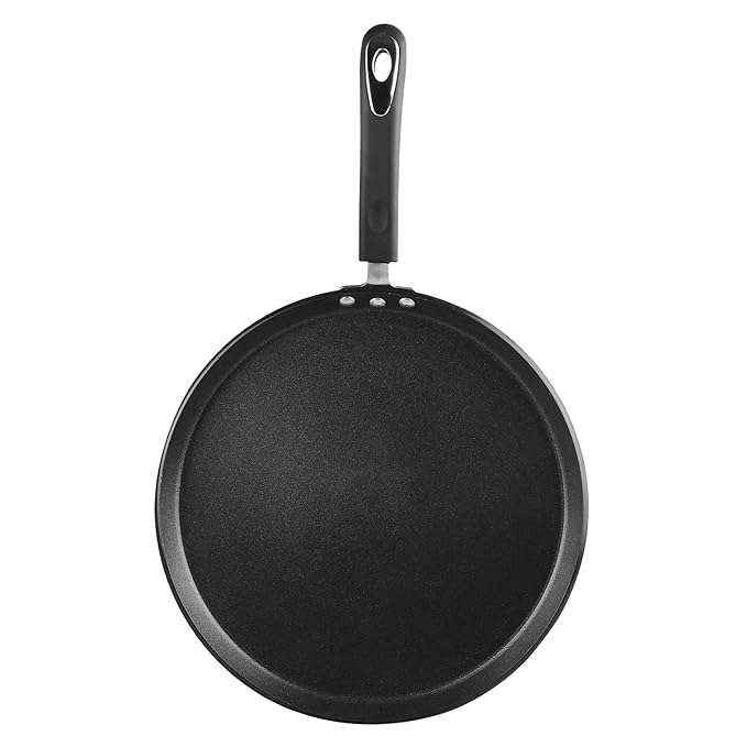 Non-stick Dosa Tawa 30 cm Diameter, Hard Anodised Non-stick Coating With Bakelite Riveted Handle, Black