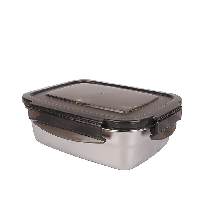 High Steel Rectangle Heavy Duty Airtight Leakproof Unbreakable Lunch Box, Storage Container With Lock Lid