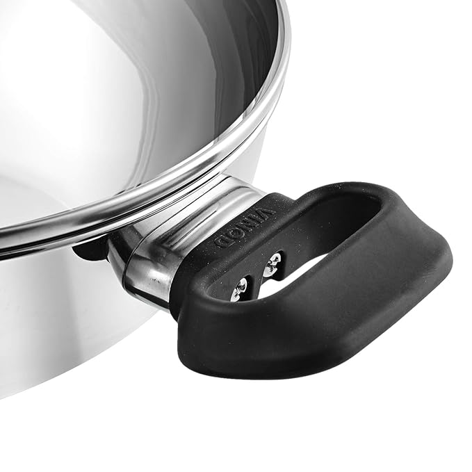 Stainless Steel Deluxe Kadhai with Glass Lid - 2.8 L, 24 cm, Extra Thick, SAS Bottom, Soft Handle