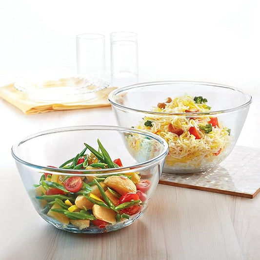 Glass Serving & Mixing Bowls, Oven & Microwave Safe Bowls, Set of 2