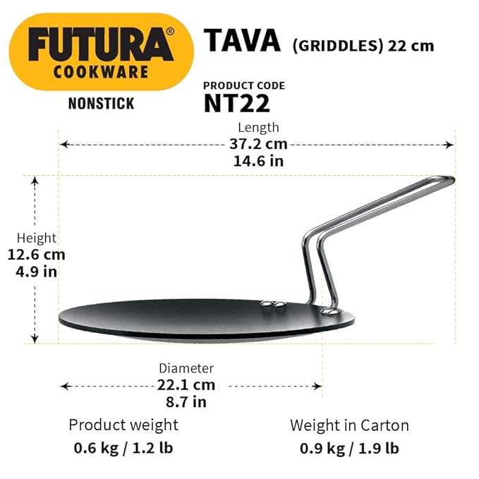 Tava Non Stick Tawa with Stainless Steel Handle Black