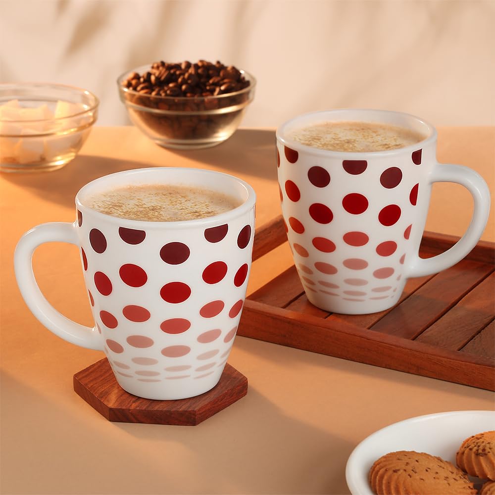 Set of 2 Polka Red Mug Set, 390 ml