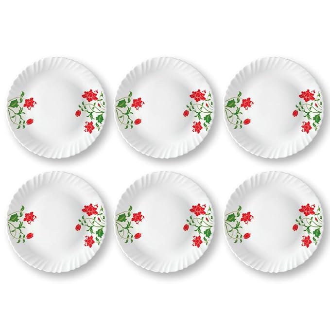 Opalware Full Plate, 11 inch, White, Set of 6 - Hazel, Opalware Full Plate