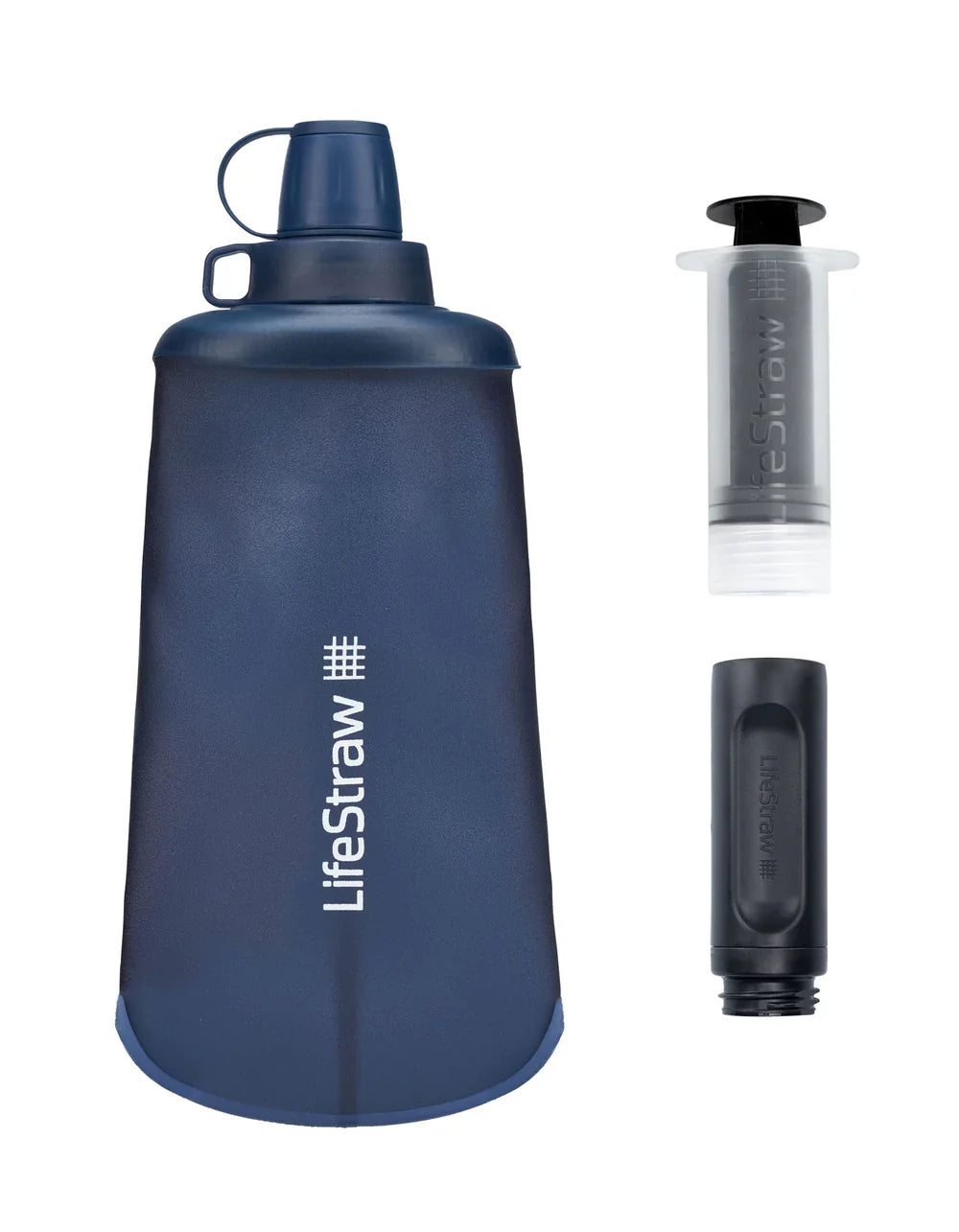 Collapsible Squeeze bottle with Filter 1L Blue