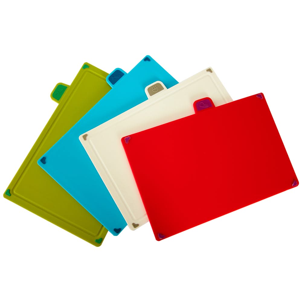 4-Piece Non-Slip Coloured Cutting Board Set – Includes Index Boards with Stand for Organized and Hygienic Food Prep