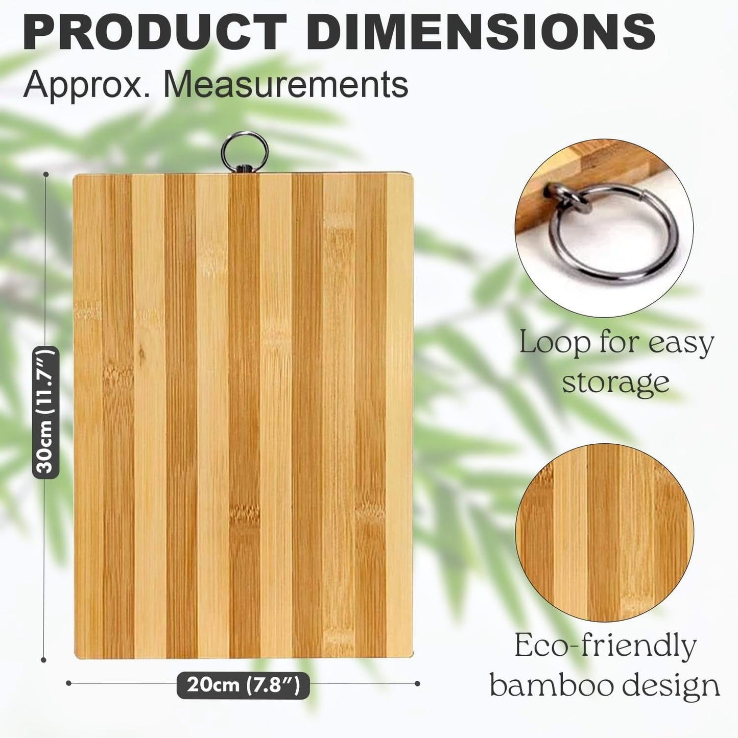 Multi-Use Bamboo Cutting Board – Durable Wooden Board for Meat, Bread, Vegetables, Cheese, and BBQ, 20cm x 30cm