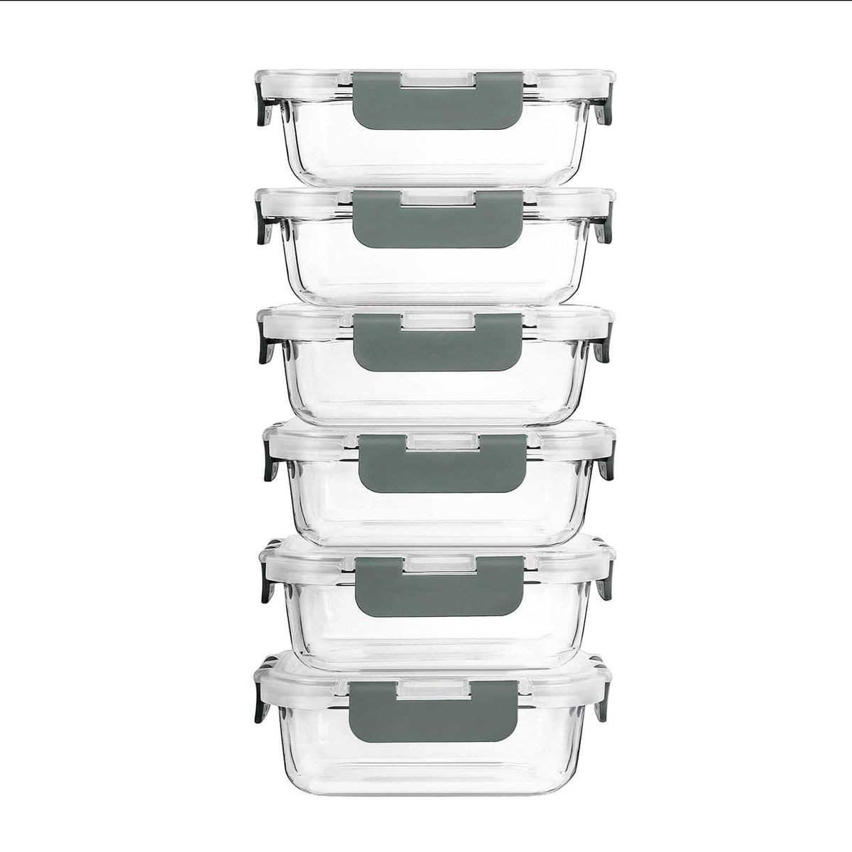 Kids Glass Lunch Containers with Lids 6 Pack - 370ml Snack Pots & Glass Food Storage, Borosilicate, Oven, Freezer & Micr