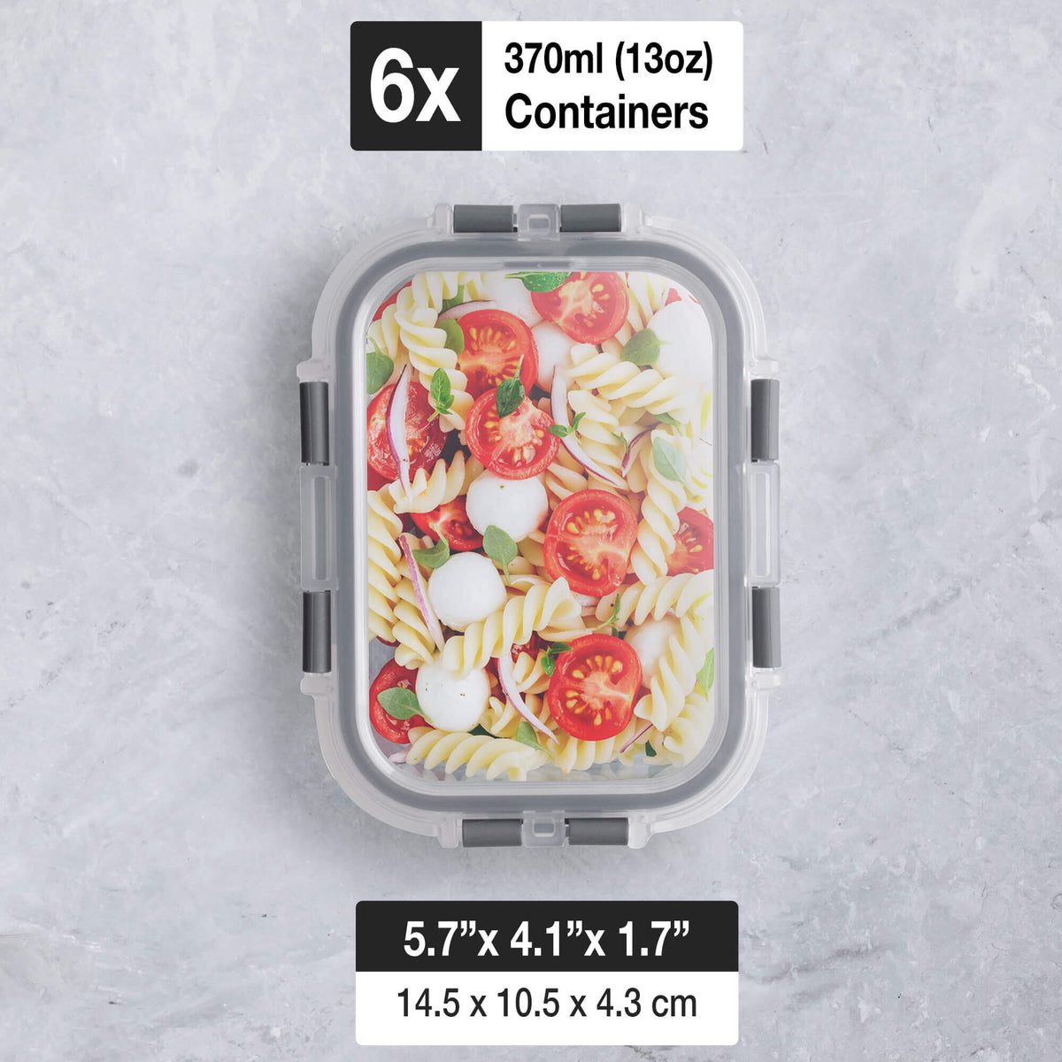 Kids Glass Lunch Containers with Lids 6 Pack - 370ml Snack Pots & Glass Food Storage, Borosilicate, Oven, Freezer & Micr