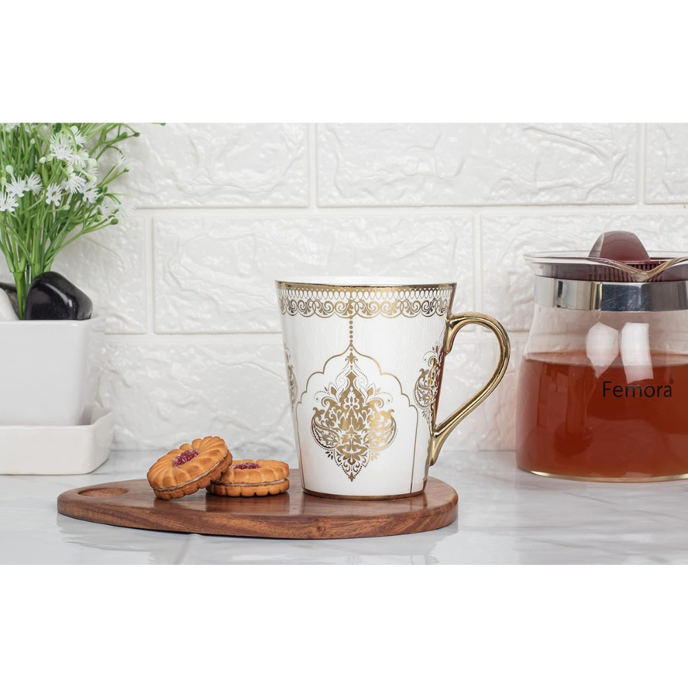 Heritage Gold Coffee Mug Milk Mug, 330 ml, Not Microwave Safe, Ceramic