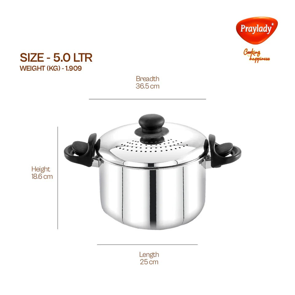 Stainless Steel Strainer Pot without Glass Lid Induction Base