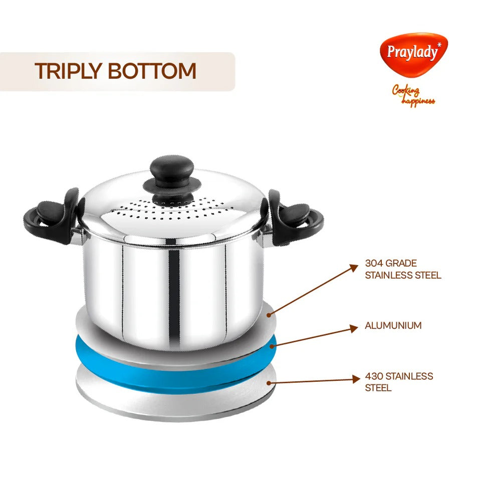 Stainless Steel Strainer Pot without Glass Lid Induction Base