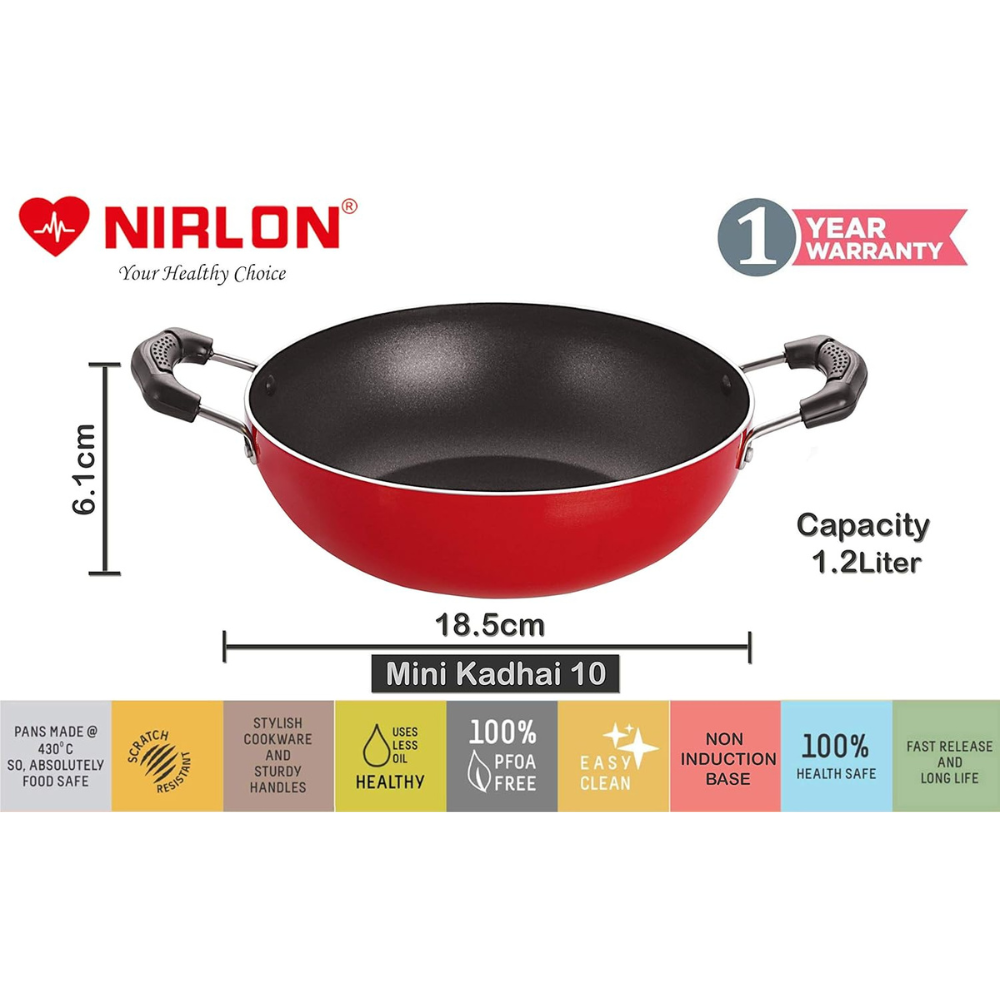 Aluminium Cooking Non-stick Gas Stove Compatible Bottom Deep Fry Kadhai