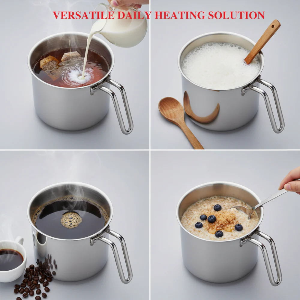 Triply Stainless Steel Milk Pot 2L 14 cm with Glass Lid