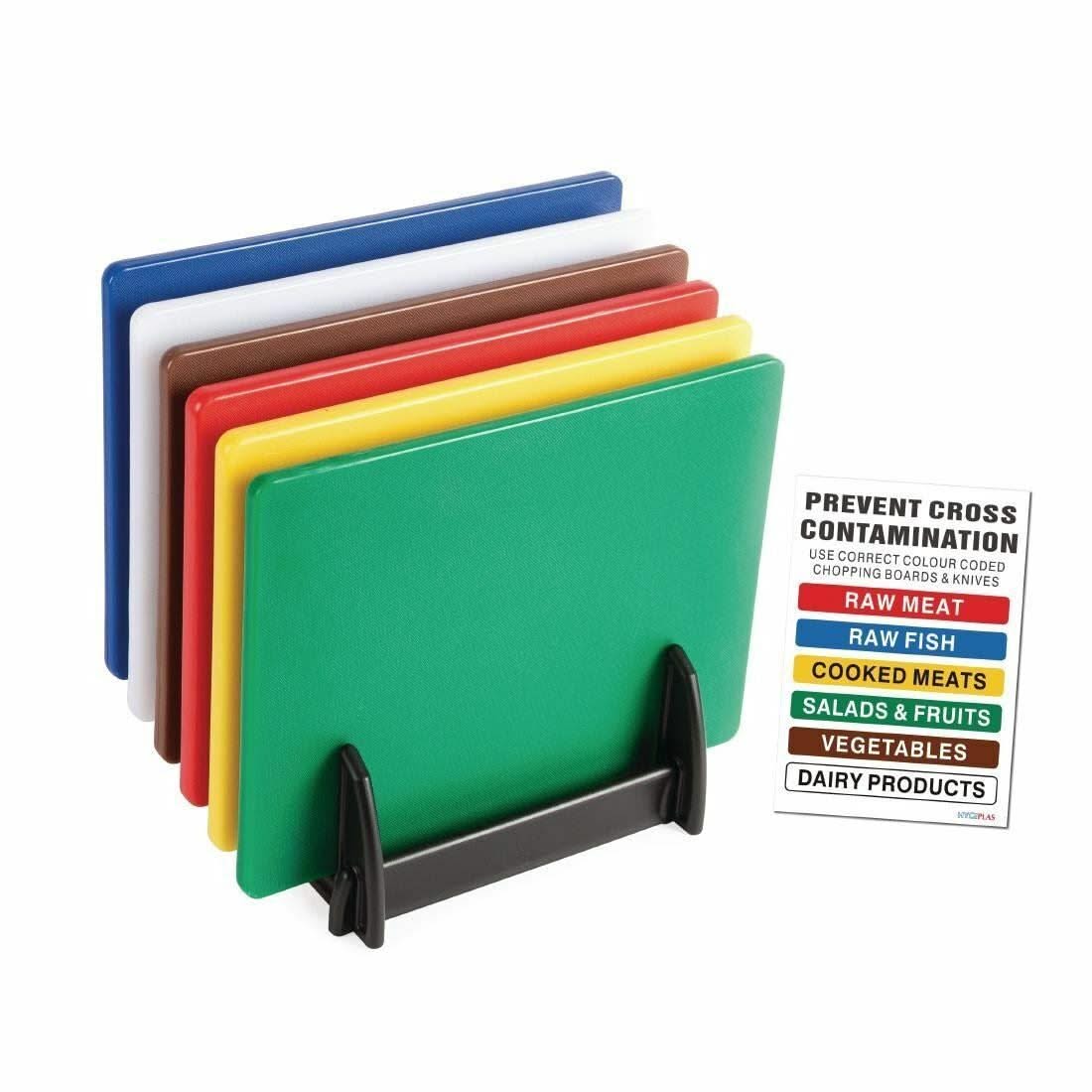 6-Piece Chopping Board Set – Low-Density, Durable Cutting Boards for Everyday Kitchen Use (45.0cm L x 30.0cm W x 1cm H / 450mm L x 300mm W x 10mm H) With Rack & Wall Chart