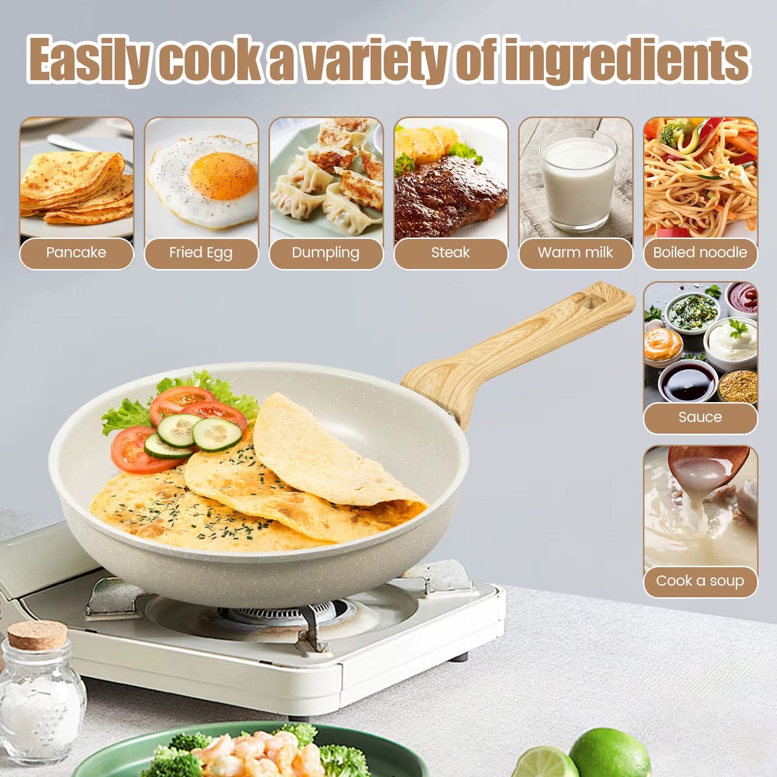 Non-Stick Frying Pan Skillet with Heat-Resistant Handle – Perfect for Omelettes and Uniform Heat Distribution, Ideal for Everyday Cooking