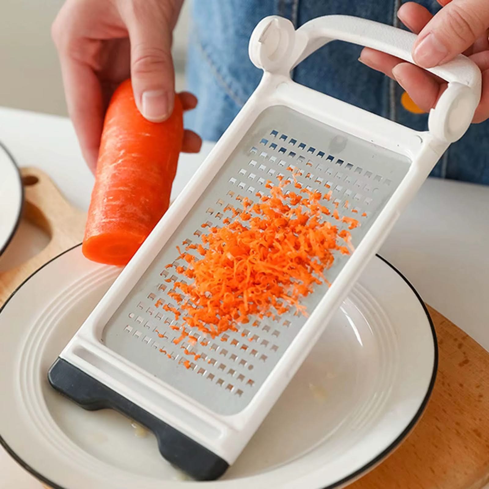 Modern Multifunctional Space-Saving Vertical Foldable Stainless Steel Grater—Double-Sided Design for Fine Grating of Cheese, Vegetables, and Fruit