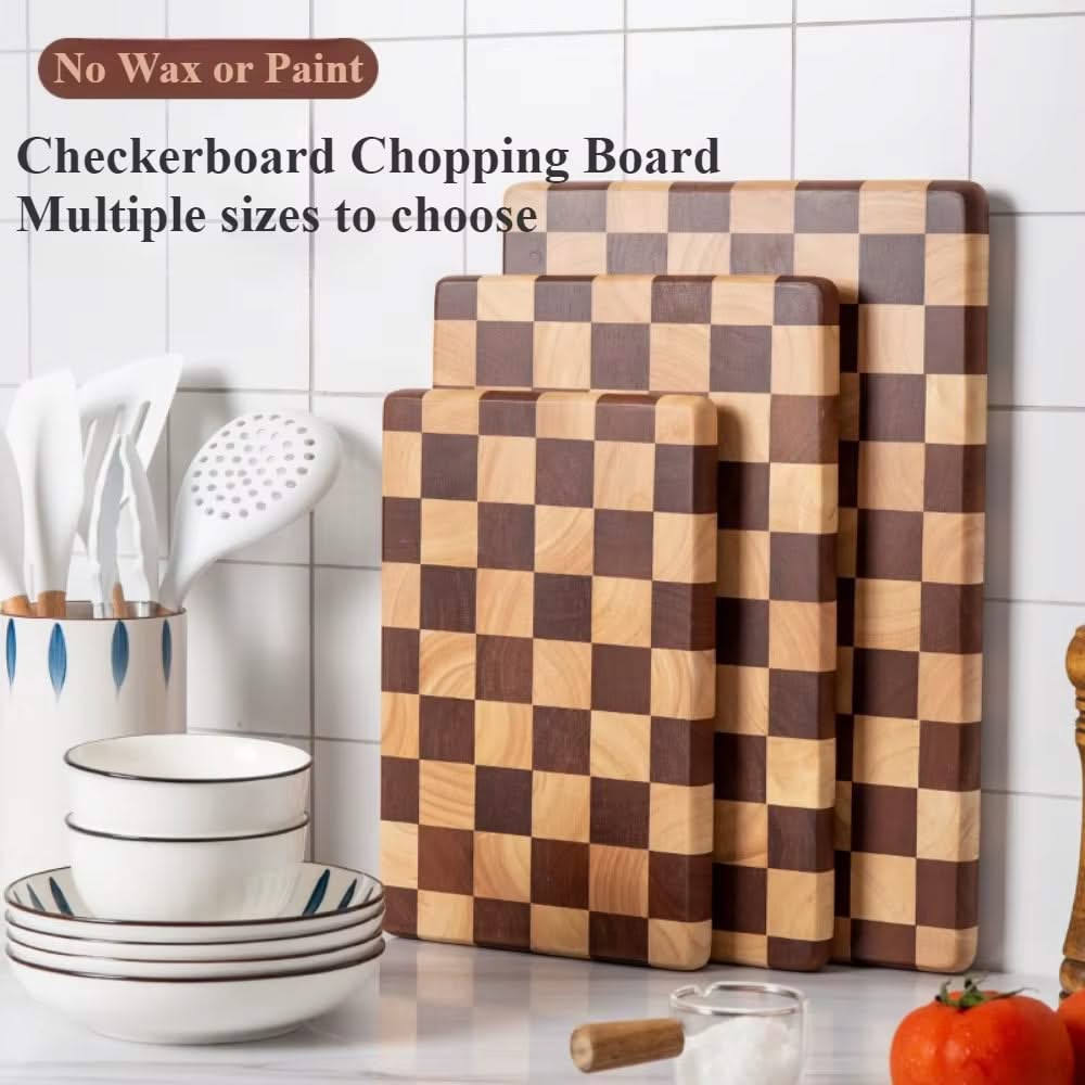 Solid Wood Double-Colored Cutting Board – Durable Anti-Skid Chopping Board for Slicing, Chopping, and Kitchen Prep