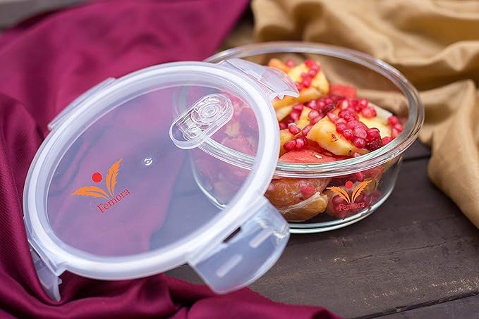 Borosilicate Glass Containers for Kitchen, Storage Box for Kitchen With Air Vent Lid, Set of 2 - Design 2