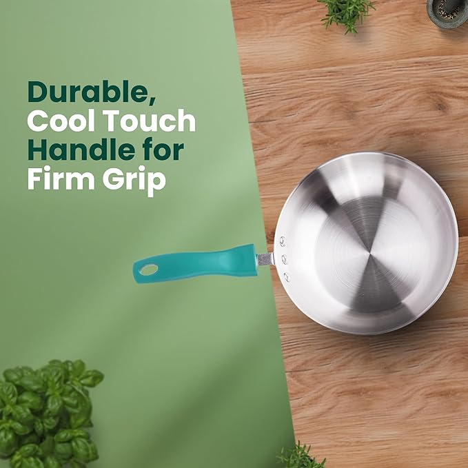 Stainless Steel Sandwich Bottom Fry Pan with Steel Lid