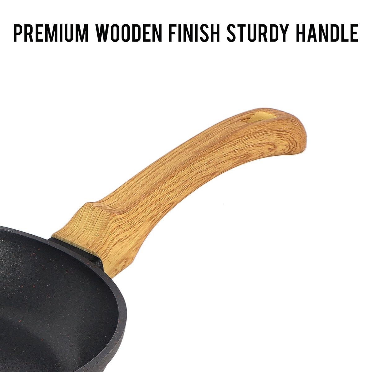 Die Cast Induction Taper Aluminium Fry Pan, Induction Base Fry Pan, Wooden Handle