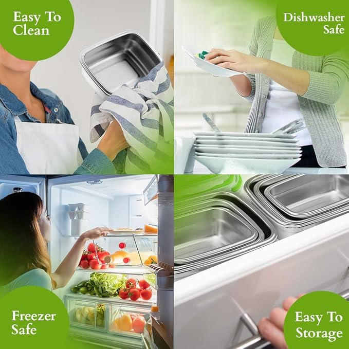 Lunch Box High Steel Rectangle Heavy Duty Airtight Leakproof Unbreakable Storage Container With Lock Lid - Design 5