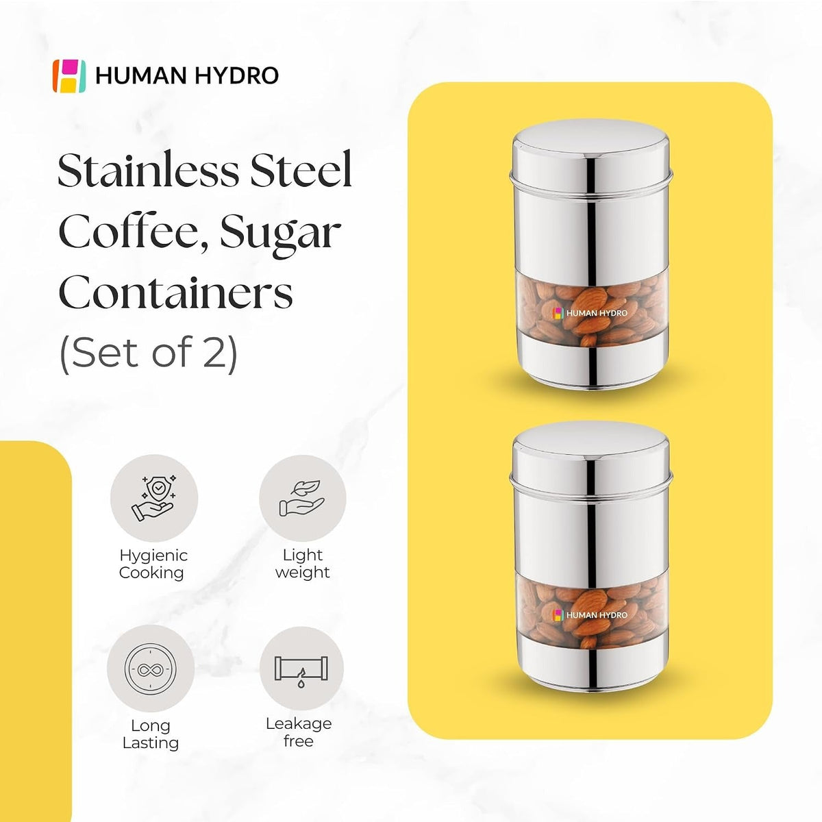 Stainless Steel Storage Containers Set of 2 (750 ml Each)