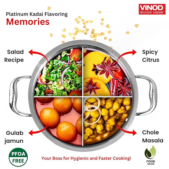 Triply Stainless Steel Cookware Kadai With Lid, 3.2 L, 26 cm, 2.5 mm Thick, 3 Layer Kadhai