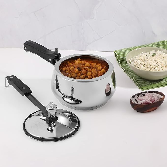 Stainless Steel Inner Lid Pressure Cooker - 1.5 L, Handi Shape, Sandwich Bottom Cooker