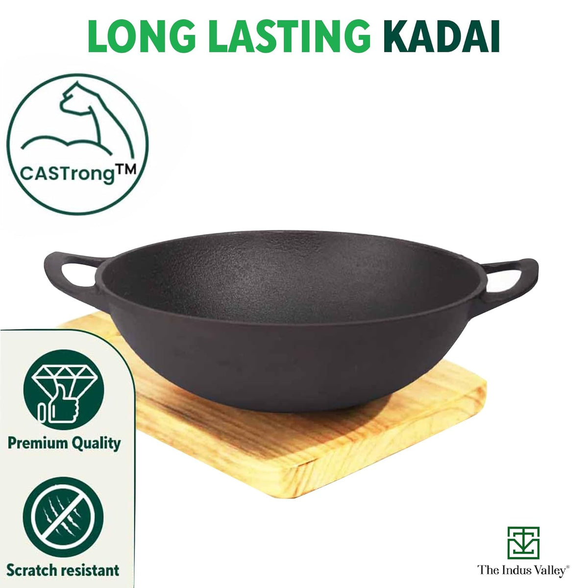 Pre-Seasoned Cast Iron Kadai with Silicon Grip