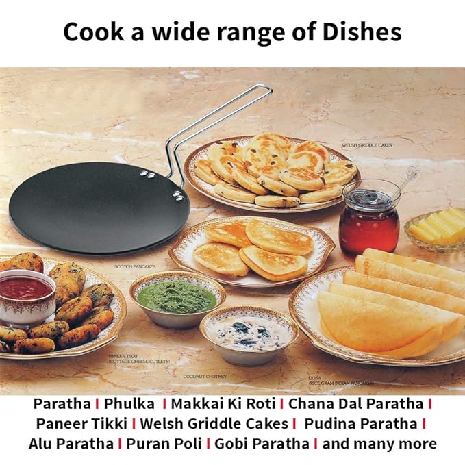Tava Non Stick Tawa with Stainless Steel Handle Black