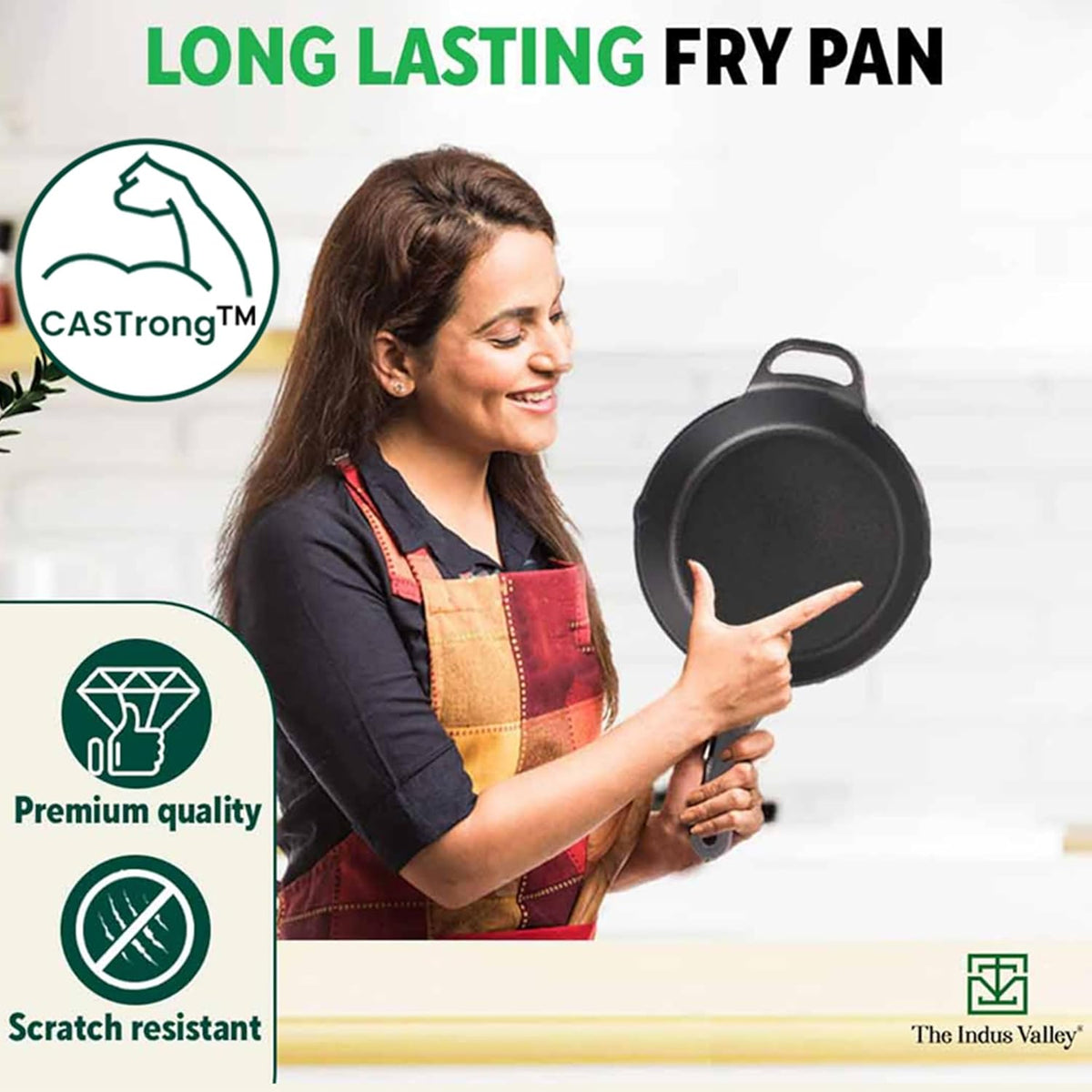 Preseasoned Cast Iron Fry Pan, Skillet With Long Handle