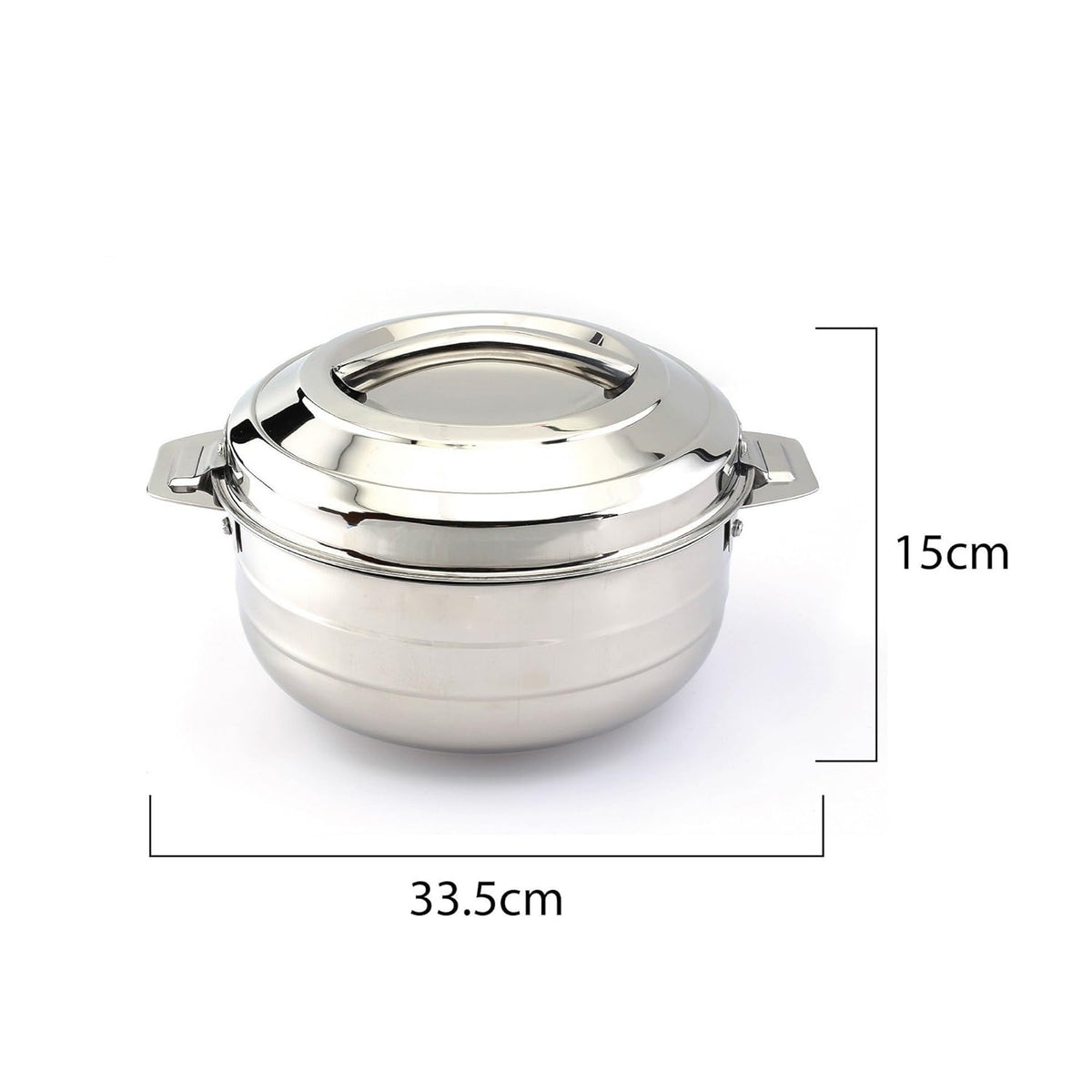 Lumina Stainless Steel Casserole, Double Walled, 1500 ml, Silver, Solid