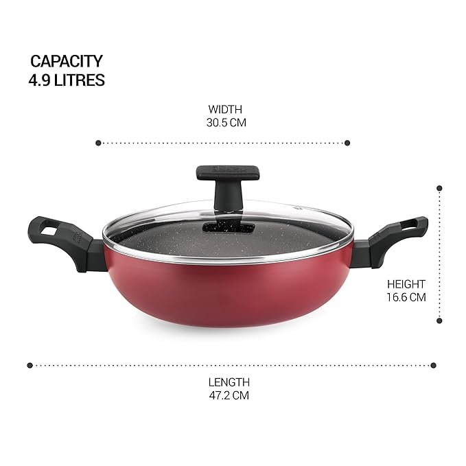 Induction Kadhai With Glass Lid, 30 cm / 4.9 L