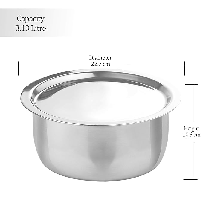 Triply Stainless Steel Induction Tope with Lid, 20 cm / 3.13 L