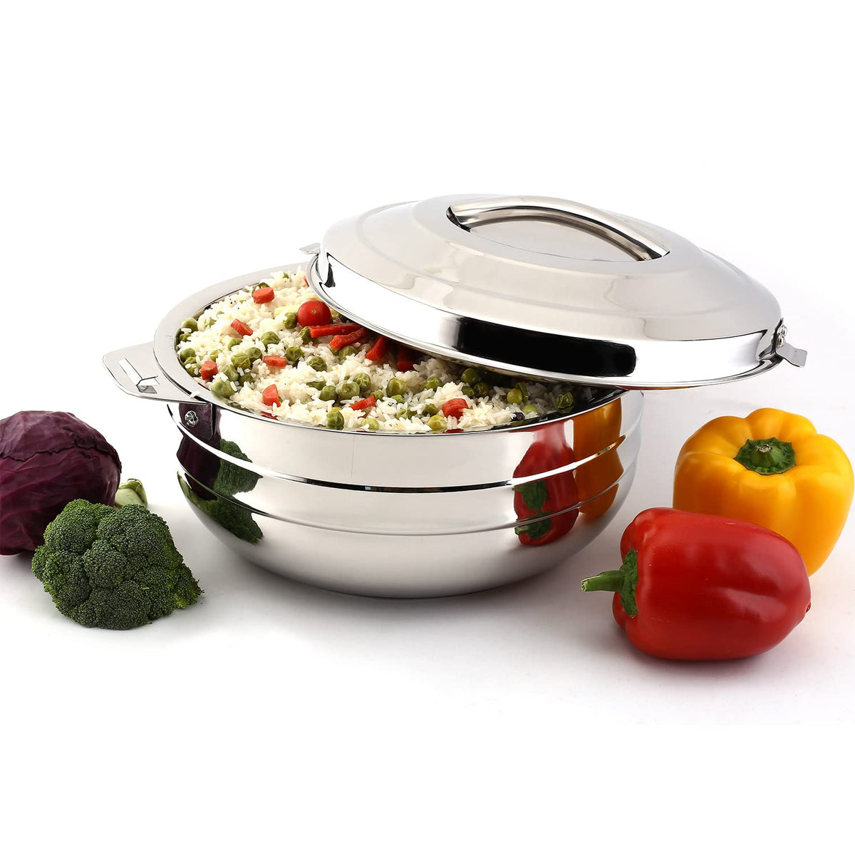 Lumina Stainless Steel Casserole, Double Walled, 1500 ml, Silver, Solid