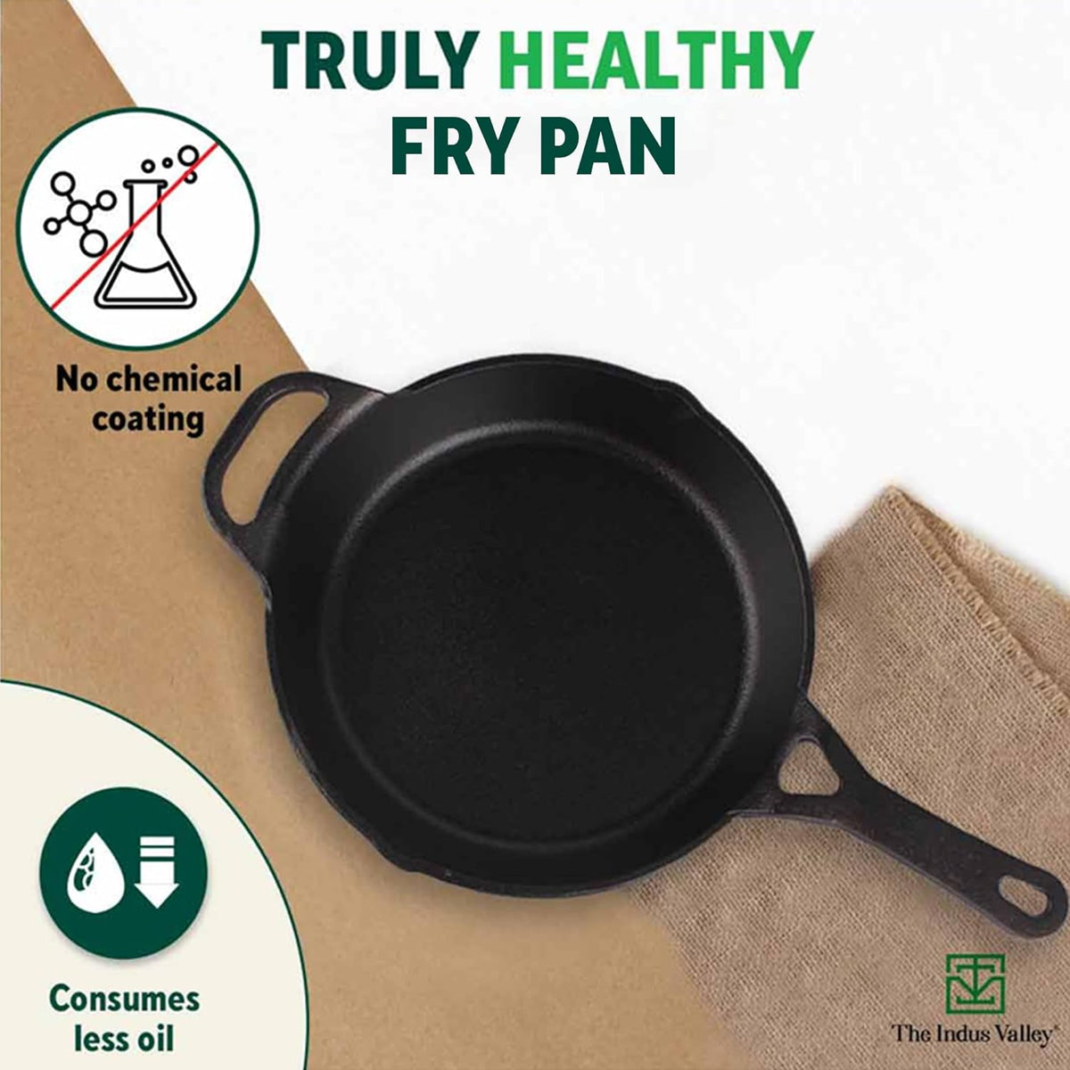 Preseasoned Cast Iron Fry Pan, Skillet With Long Handle
