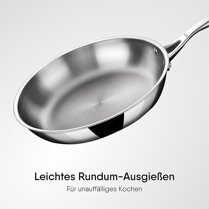 Triply Stainless Steel Fry Pan With Lid, Induction & Gas Stove Compatible Frying Pan, 1.3 L 22 cm