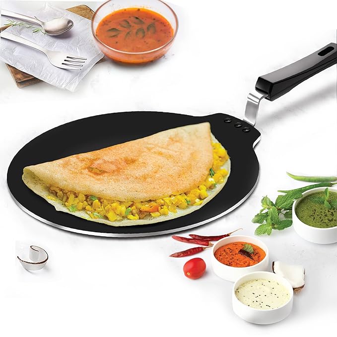 Induction Dosa Tawa Without Edge, 30 cm, Black