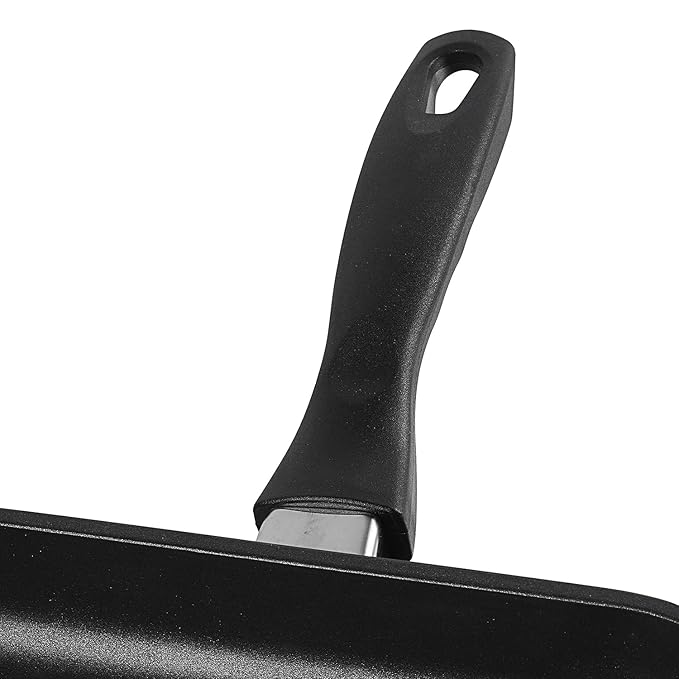 Plus Die Cast Aluminium Square Griddle - 24 cm, 5 mm Thick, 3 Layer Coating, Silicone Handle