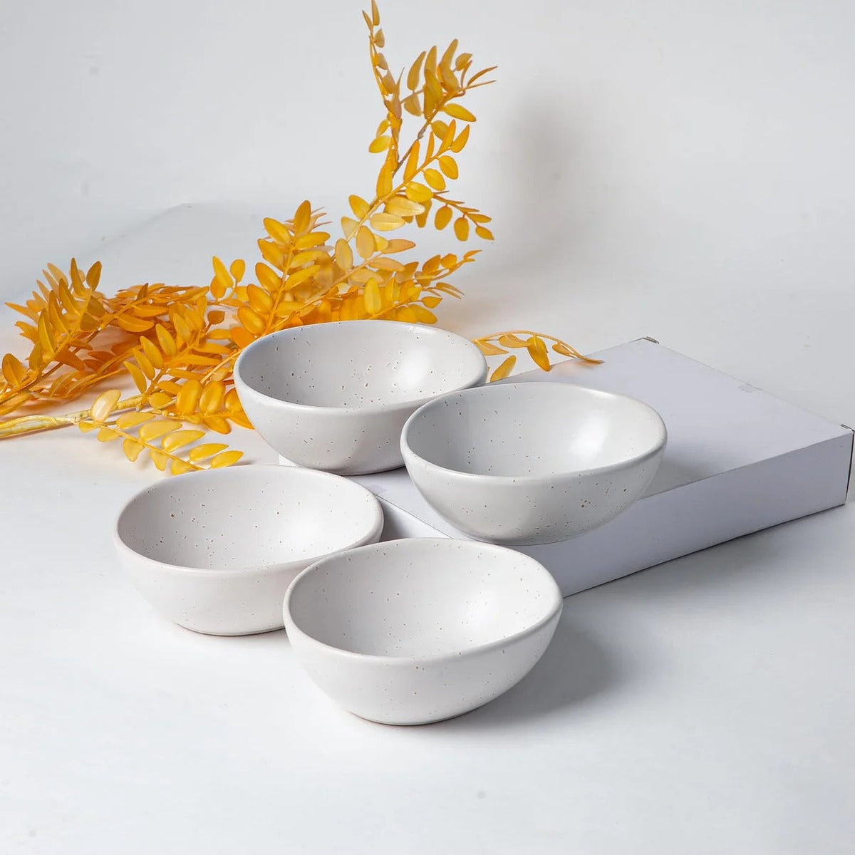 6 inch Bodrum Stoneware Bowls Set of 2 White Soup Salad Dessert Dining Table