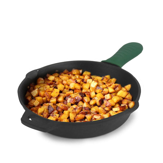 Pre-Seasoned Cast Iron Fry Pan, Skillet With Silicone Grip