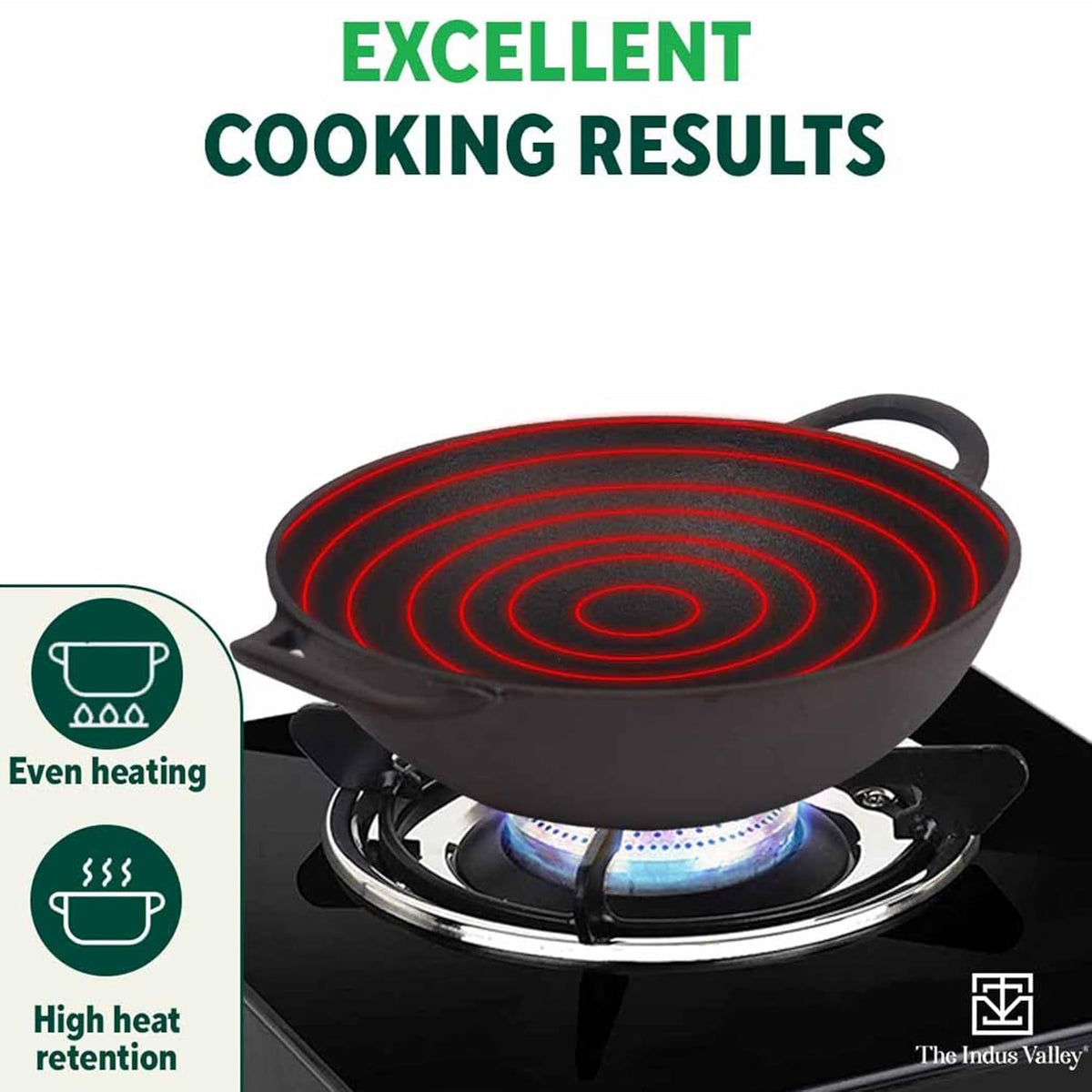 Pre-Seasoned Cast Iron Kadai with Silicon Grip
