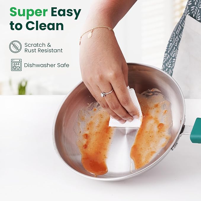Stainless Steel Sandwich Bottom Fry Pan with Steel Lid
