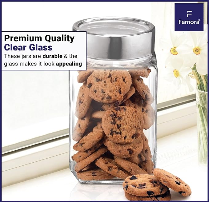 Kitchen Storage Jars Borosilicate Glass With Steel Lid Air Tight Jar, 500 ml, Pack of 1