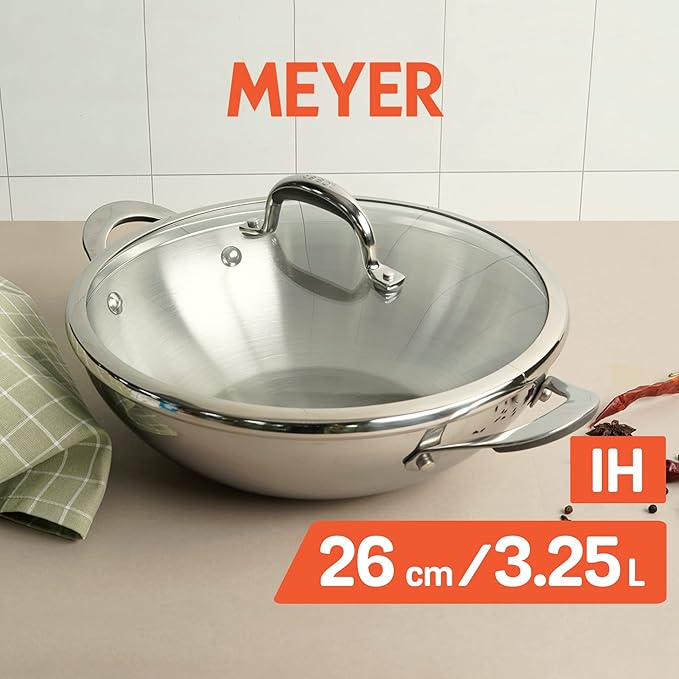 Select Nickel Free Stainless Steel Kadai with Glass Lid 26 cm/ 3.25 L Silver