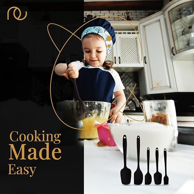 Set of 5 Spatulas, Black